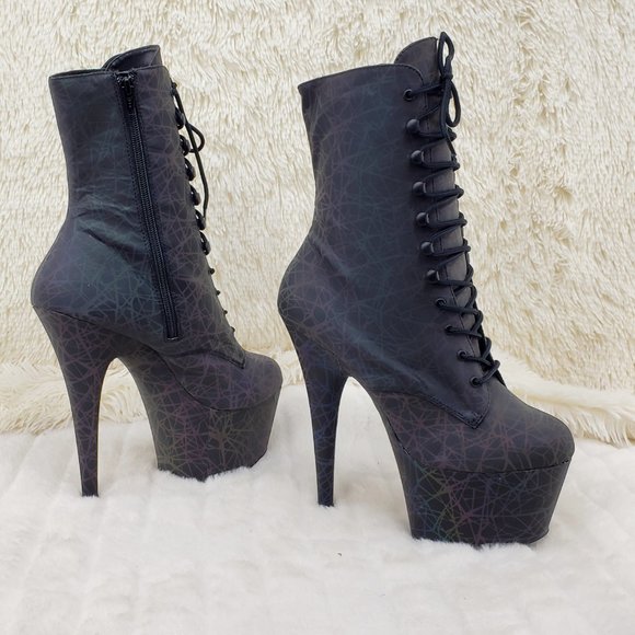 Reflective Geometric Platform High Heel Ankle Boots - Picture 9 of 17